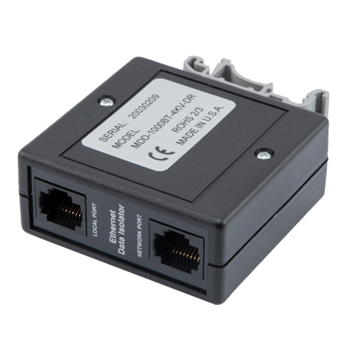 Data Isolator 10/100/1000Base-T Ethernet RJ45, DIN-Rail Mount