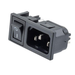Horizontal Power Entry Module, Panel-Mount, C14 Inlet, I/O Marked Switch, 45.9 mm