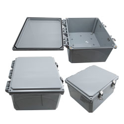 12x10x06 UL® Listed Polycarbonate Weatherproof Outdoor IP66 NEMA 4X Enclosure, Dark Gray