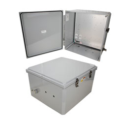 18x16x10 UL Listed Polycarbonate Weatherproof NEMA 4X IP66 Enclosure, 120 VAC Mount Plate, Dark Gray