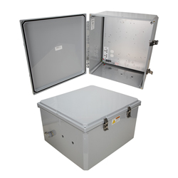 18x16x10 Polycarbonate Weatherproof Outdoor IP66 NEMA 4X Enclosure, 120-240 VAC Universal Outlet MNT PLT DKGY
