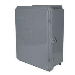 20x16x08 UL® Listed Polycarbonate Weatherproof Outdoor IP68 NEMA 6P Enclosure, Dark Gray