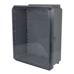 20x16x08 UL® Listed Polycarbonate Weatherproof Outdoor IP68 NEMA 6P Enclosure, Clear Lid, Dark Gray