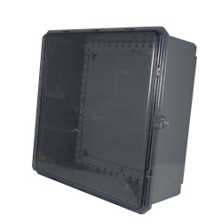 24x24x10 UL® Listed Polycarbonate Weatherproof Outdoor IP68 NEMA 6P Enclosure, Clear Lid, Dark Gray