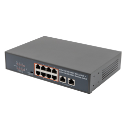 PoE Ethernet Switch, 10 Port Gigabit, 8x RJ45 10/100/1000TX PoE+ 802.3at/af 120W Budget, 2x RJ45 10/100/1000TX, Wall, Rack or Desktop Mount