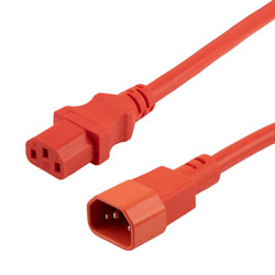 Heavy-Duty CPU/PDU Power Cord, IEC C14 to IEC C13, 15 A, 2 feet, Red