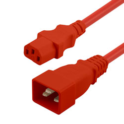 PC/PDU Power Cord, IEC C20 to IEC C13, 15 A, 8 feet, Red