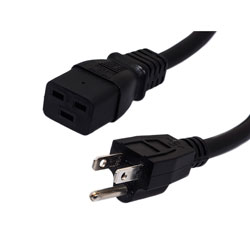 Server Power Cord, NEMA 5-15P to C19, 15 A, 6FT, Black