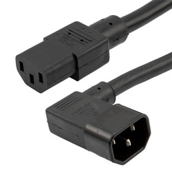 CPU/PDU Power Cord, C14 right angle to C13, 15 A, 10 feet, Black