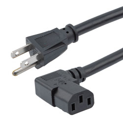 N5-15P to C13 left angle Power Cord, 15 A, 6 feet, Black