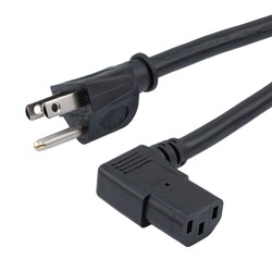 N5-15P to C13 right angle Power Cord, 15 A, 10 feet, Black