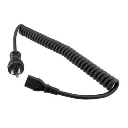 Hospital Grade NEMA 5-15 to C13 Coiled Power Cord, TPE Jacket, 18AWG, 1 Foot Compressed Length