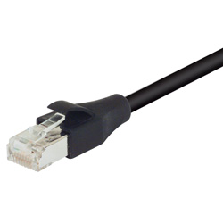 Category 6a Ethernet Cable Assembly Double Shielded SF/UTP 26AWG Stranded Industrial High Flex Zero Halogen PoE CMX PUR RJ45 Black 2.0F