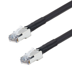Category 5e Ethernet Cable Assembly Double Shielded SF/UTP 24AWG Stranded Outdoor Industrial High Flex PoE CM TPE RJ45-RJ45 Black 250.0F