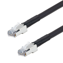 Category 5e Ethernet Cable Assembly Double Shielded SF/UTP 24AWG Stranded Outdoor Industrial High Flex PoE CM TPE RJ45-RJ45 Black 25.0F