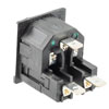 Twin-Fused IEC Inlet, Snap-Fit, Panel Mount, C14 Connector, 6.3 mm Tab Termination, 5mm x 20mm Fuse, 1 mm Panel Thickness