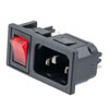 Horizontal Power Entry Module, Panel-Mount, C14 Inlet, Illuminated Red Switch, 45.9 mm