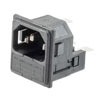 Twin-Fused IEC Inlet, Snap-Fit, Panel Mount, C14 Connector, 6.3 mm Tab Termination, 5mm x 20mm Fuse, 3 mm Panel Thickness
