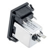 AC PEM C14, 1.0 to 3.0mm Panel Snap-In, 6.3mm Quick-Connect, EMI Filtered, Single Illuminated Switch Fuseholder